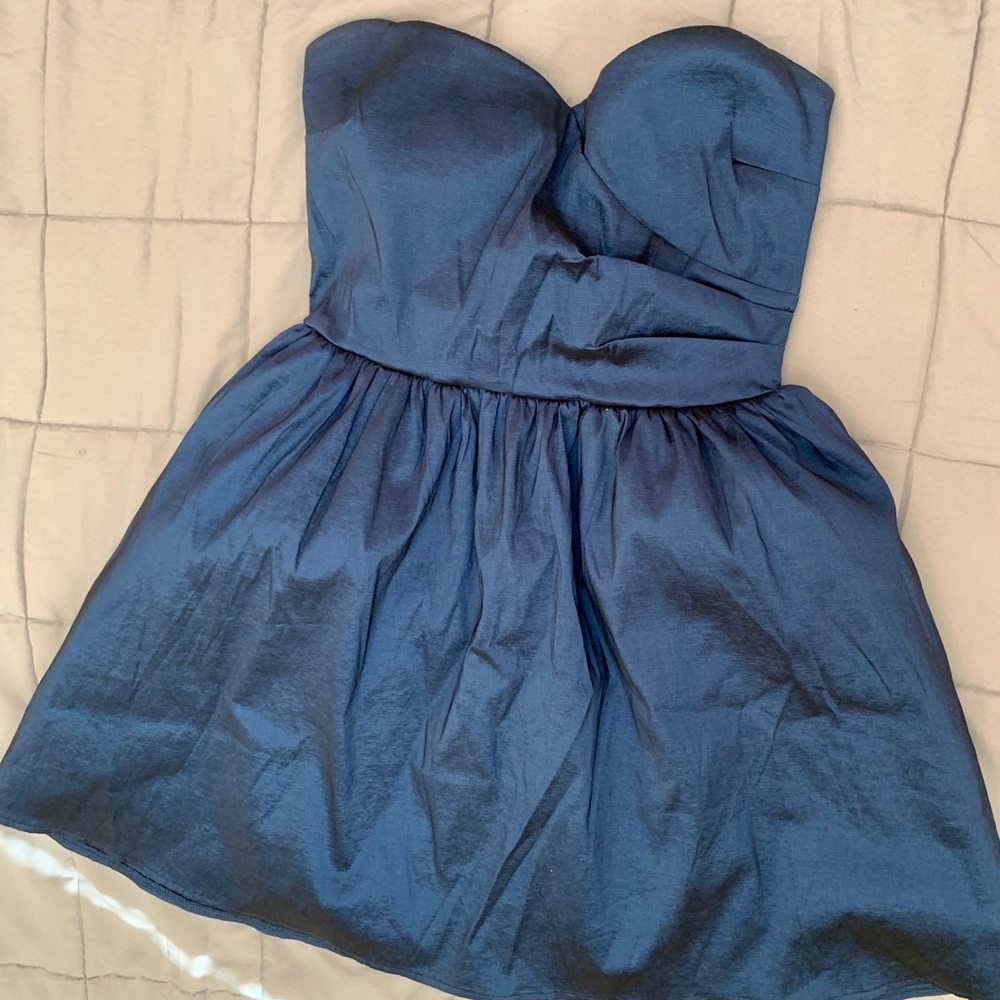 Blue strapless dress